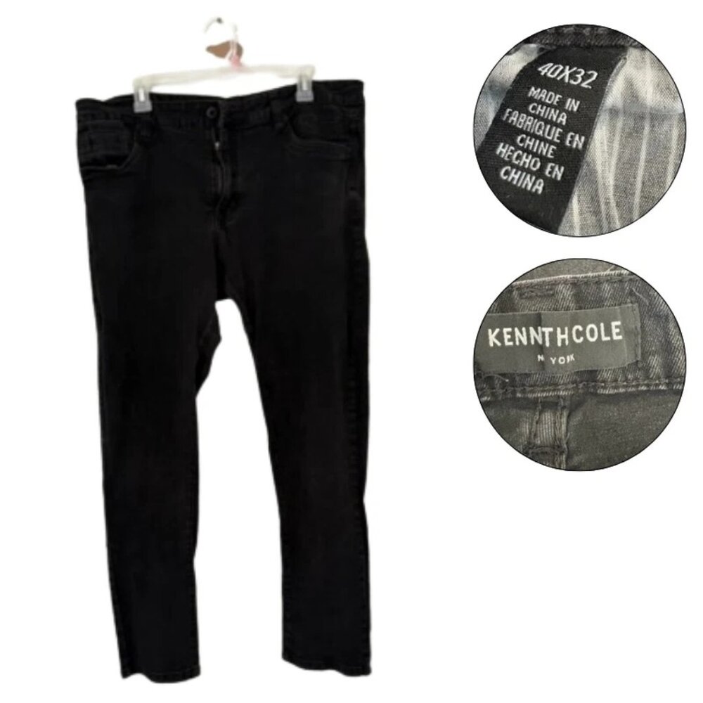 Kenneth Cole New York Men’s Black Jeans 40x32 Straight Fit Denim